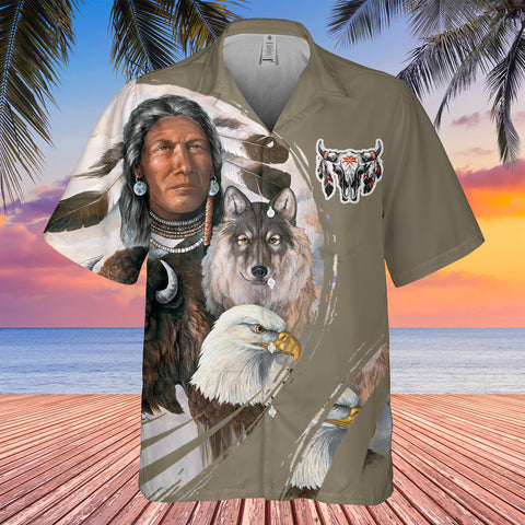 GB-HW000200 Tribe Design Native American Hawaiian Shirt 3D