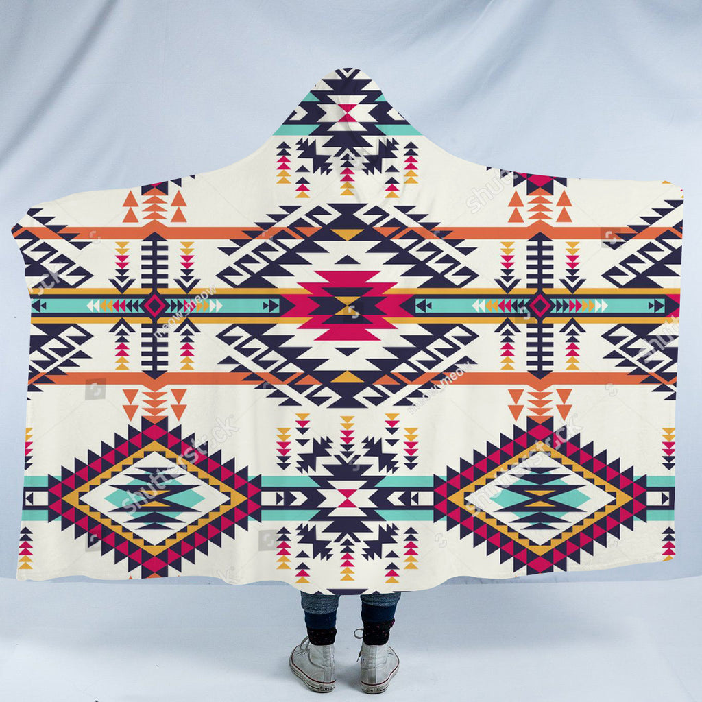 Powwow StoreHDB053 Pattern Native American Design Hooded Blanket