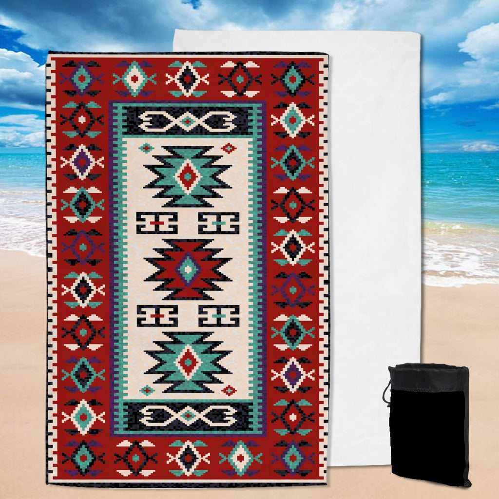 Powwow Store gb nat00370 geometric red pattern pool beach towel 1