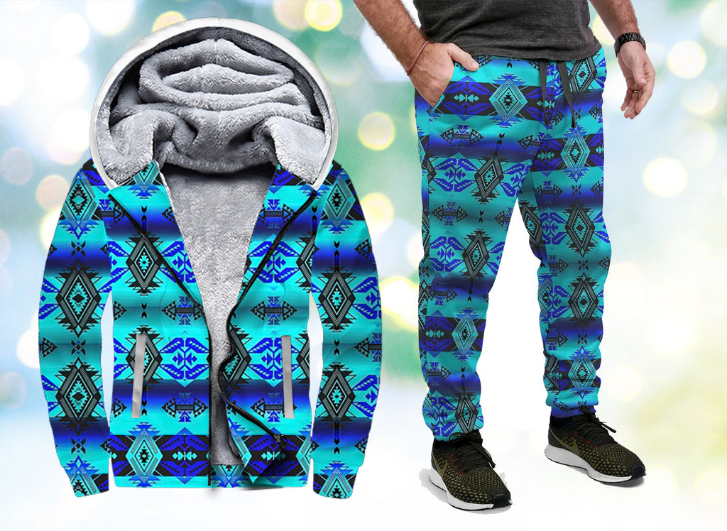 GB-NAT00625 Pattern Native American Fleece Hoodie Jogger