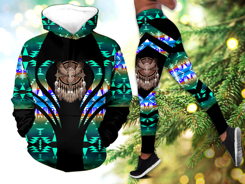 Powwow StoreHLS00301 Pattern Native 3D Hoodie Legging Set