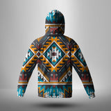 GB-NAT00406 Yellow Aztec Geometric 3D Hoodie With Mask