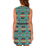 Powwow Store gb nat00046 01 blue native tribes pattern native american womens sleeveless dress