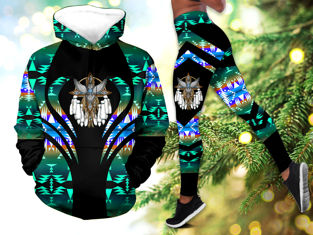 Powwow StoreHLS00302 Pattern Native 3D Hoodie Legging Set