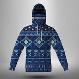 GB-NAT00407 Navy Pattern Native 3D Hoodie With Mask