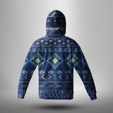 GB-NAT00407 Navy Pattern Native 3D Hoodie With Mask