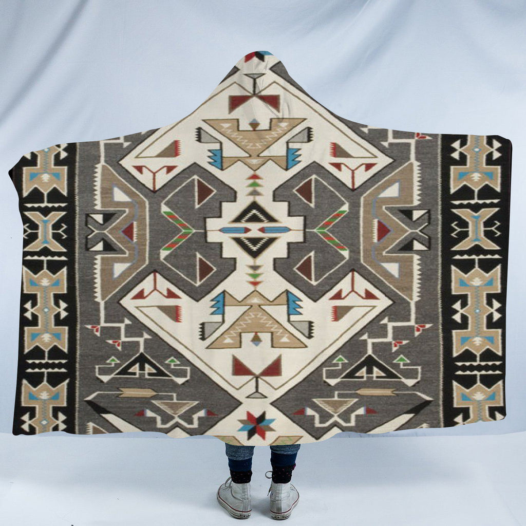 Powwow StoreHDB051 Pattern Native American Design Hooded Blanket