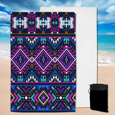 GB-NAT00380 Purple Tribe Pattern Pool Beach Towel