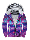 Powwow StoreSFH0020 Purple Light Pattern Native 3D Fleece Hoodie