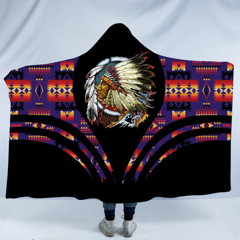 HDB00125 Pattern Native American Design Hooded Blanket