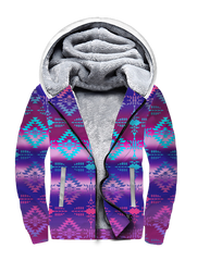 Powwow StoreSFH0020 Purple Light Pattern Native 3D Fleece Hoodie