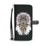 Powwow StoreGBNAT00446 Wolf With Feather Headdress Wallet Case New