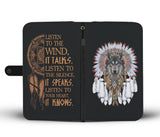 Powwow Storegb nat00446 wolf with feather headdress wallet case new