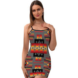 Powwow Store gb nat00046 11 gray tribe pattern native american fitted slip dress