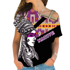 Powwow StoreCRS0001241 Native American Cross Shoulder Shirt