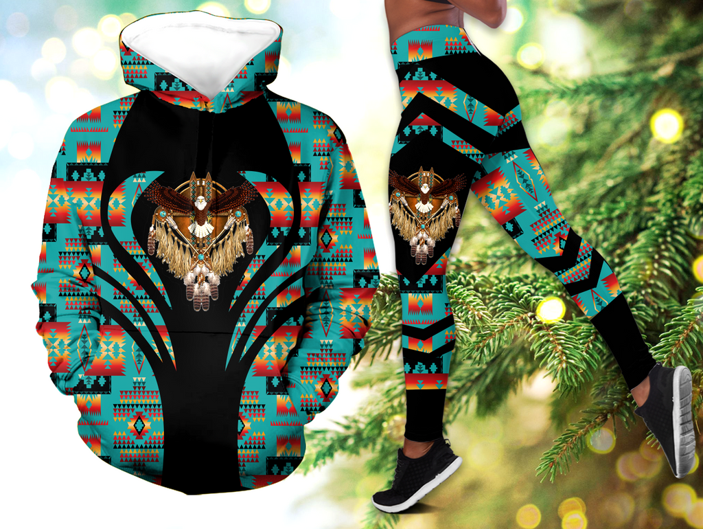 Powwow StoreHLS00304 Pattern Native 3D Hoodie Legging Set