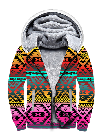 Powwow StoreSFH0025 Full Color Light Pattern Native 3D Fleece Hoodie