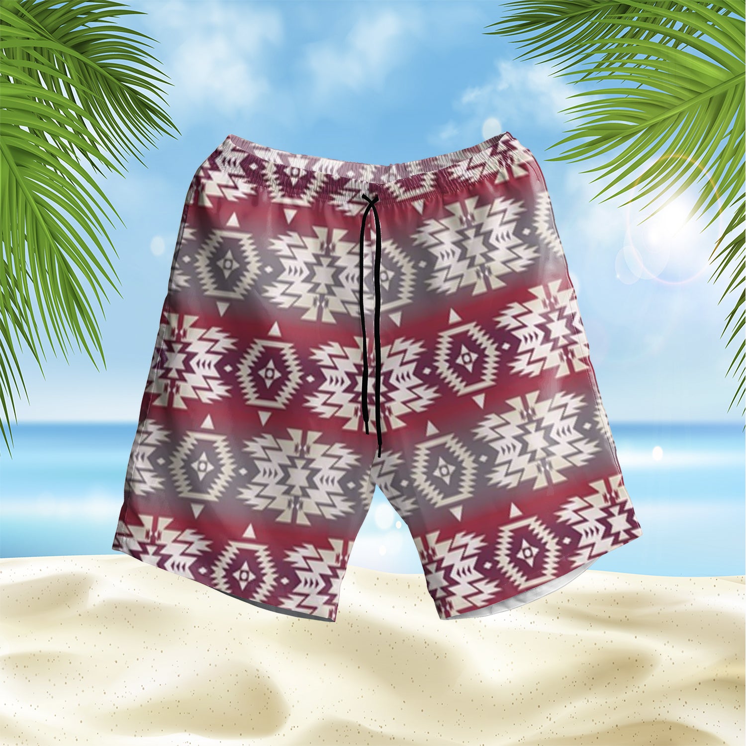 Powwow StoreGBHS00022 Pattern Native Hawaiian Shorts