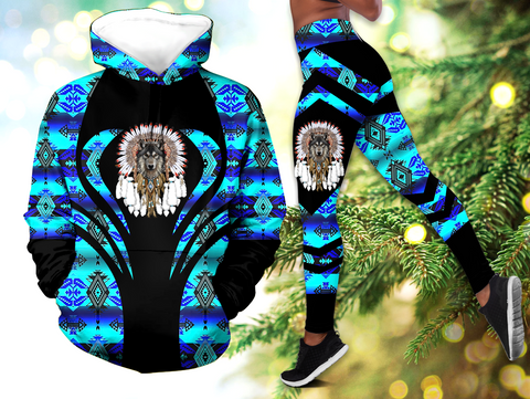 Powwow StoreHLS00307 Pattern Native 3D Hoodie Legging Set