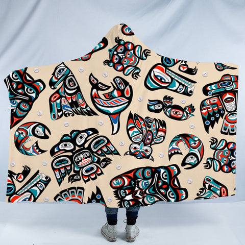 HDB045 Pattern Native American Design Hooded Blanket