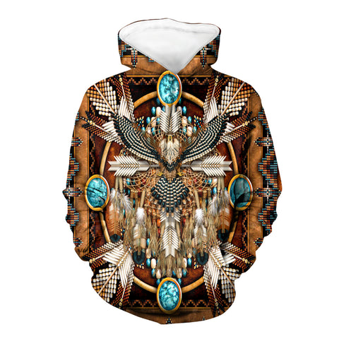 Powwow Store gb nat00378 eagle mandala brown 3d hoodie