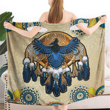 GB-NAT00131 Blue Thunderbird Native Wearable Bathrobe Bath Wrap Towel