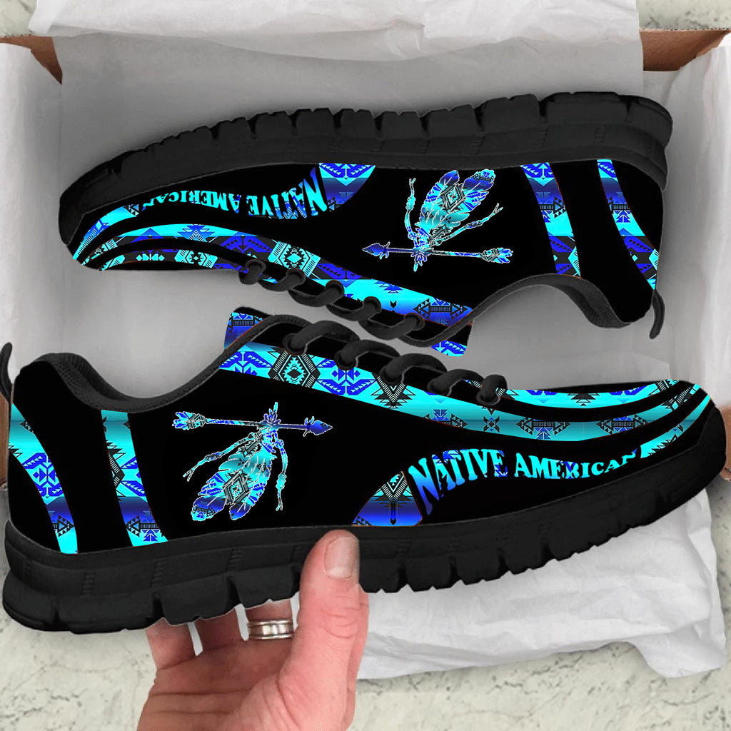 Powwow StoreSNK0003 Blue Pattern Feather Native Sneaker