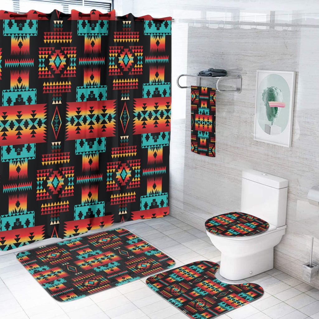 Powwow Store gb nat00046 02black native tribes pattern bathroom set