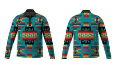 Powwow Store gb nat00046 14 blue native tribes pattern native american polo long sleeve