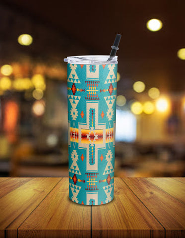 Powwow Store gb nat00062 05 turquoise tribe design native american skinny tumbler