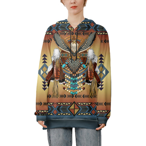 Powwow StoreGBNAT0005703 Southwest Blue Symbol 3D Long Hoodies