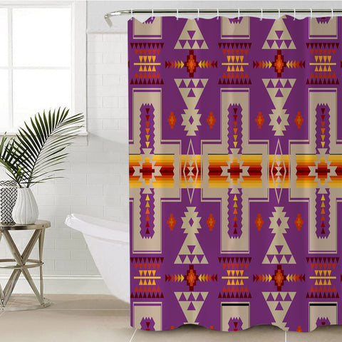 GB-NAT00062-07 Light Purple Tribe Design Native American Shower Curtain