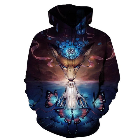 Skull Pattern Butterfly Native American All Over Hoodie no link