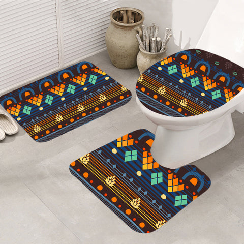 GB-NAT00592 Tribal Seamless Pattern Bathroom Mat 3 Pieces
