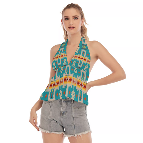 Powwow Store gb nat00062 05 turquoise tribe design native hollow crop top