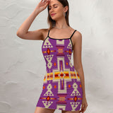 Powwow Store gb nat00062 07 light purple design fitted slip dress