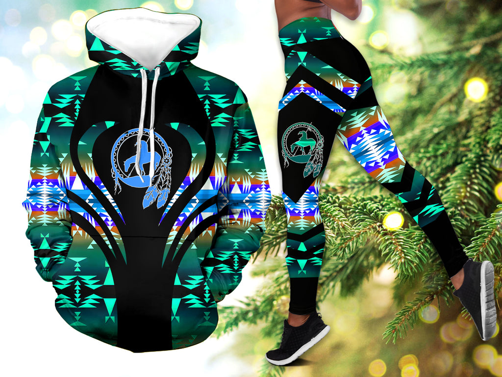 Powwow StoreHLS0066 Pattern  Native 3D Hoodie Legging Set