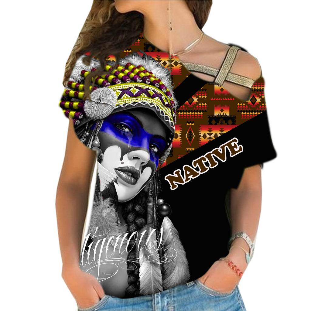 Powwow StoreCRS0001233 Native American Cross Shoulder Shirt