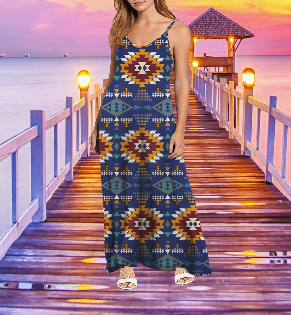 Powwow StoreMXD00038 Pattern Native Maxi Dress