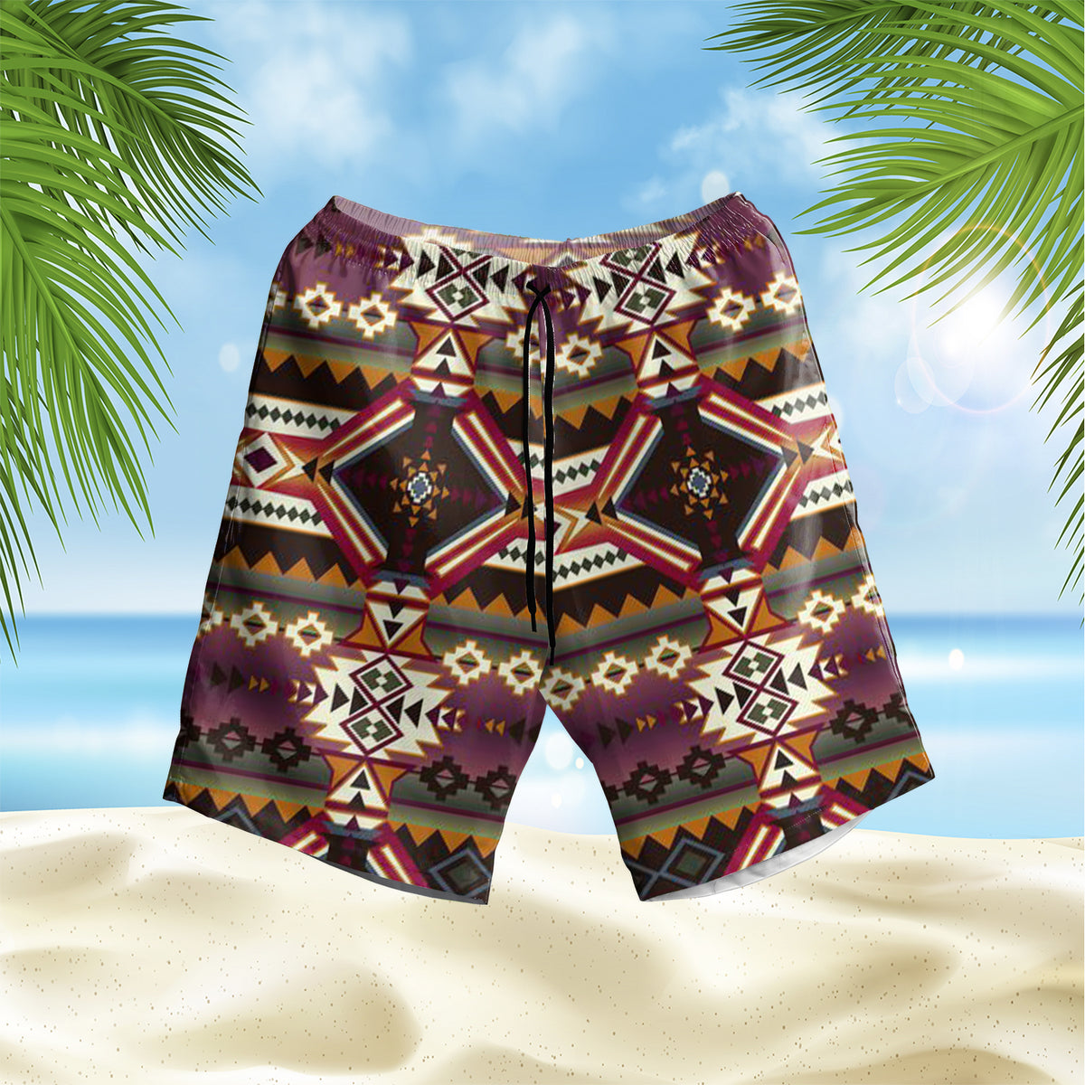 Powwow StoreGBHS00028 Pattern Native Hawaiian Shorts