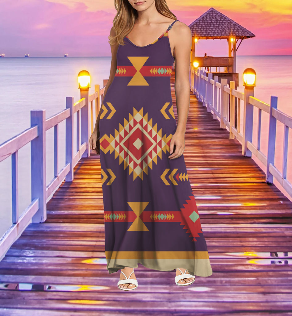 Powwow StoreMXD00032 Pattern Native Maxi Dress