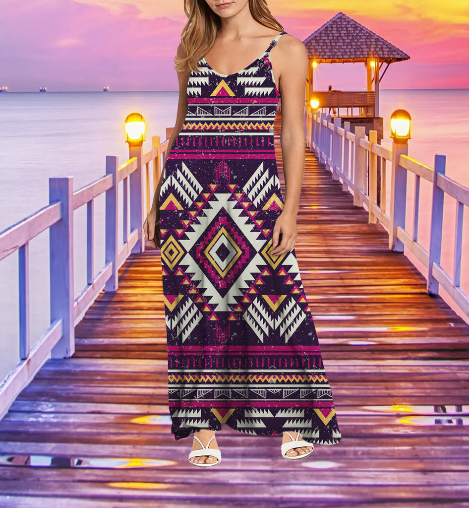 Powwow StoreMXD00030 Pattern Native Maxi Dress