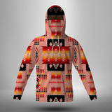 Powwow Store gb nat00046 16 tan tribe pattern native american 3d hoodie with mask