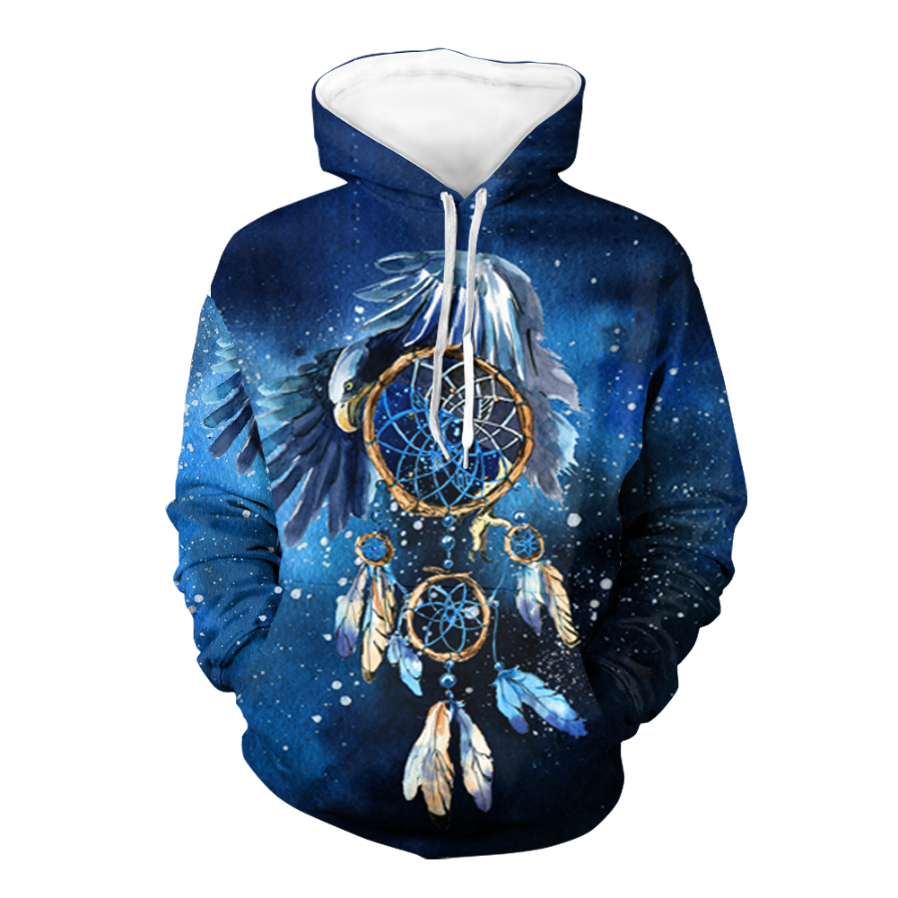 Powwow StoreGBNAT00065 Dream Catcher Feather  Native 3D Hoodie