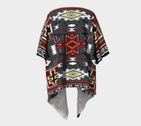 Grey Native American Design Draped Kimono