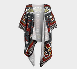 Grey Native American Design Draped Kimono