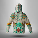 Powwow Store gb nat00069 02 green pattern breastplate 3d hoodie with mask