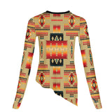 Powwow Storegb nat00046 15 light brown tribe pattern 3d dance long sleeve tshirt