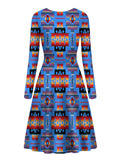 Powwow Store gb nat00046 12 dark blue native tribes pattern native american v long sleeve dress