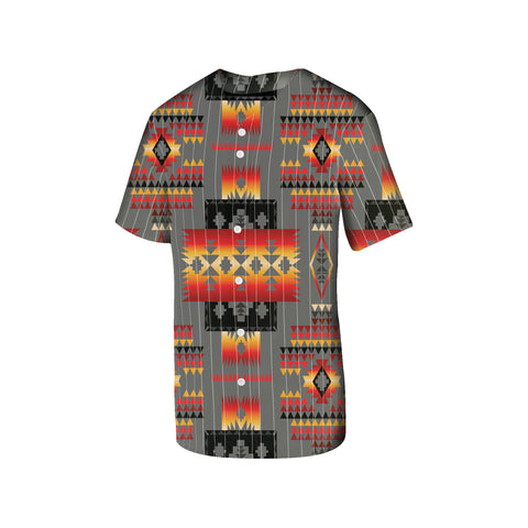 GB-NAT00046-11 Gray Tribe Pattern Native American Baseball Jersey